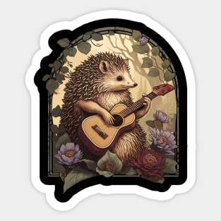 Cottagecore Aesthetic Hedgehog Acoustic Guitar Sticker